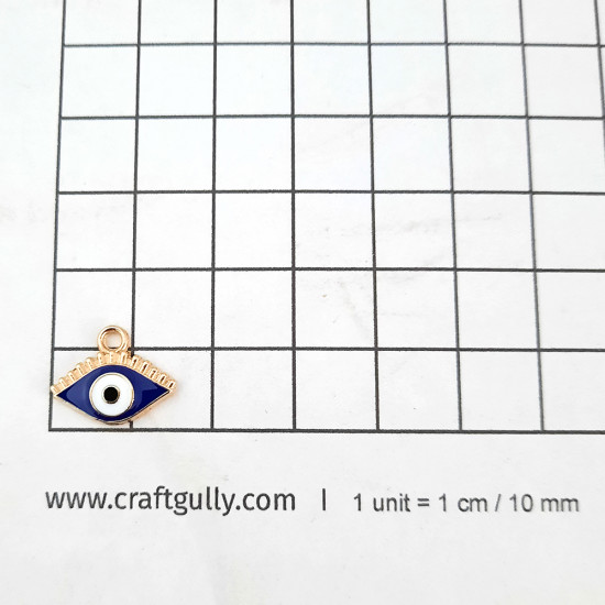 Enamel Charms 16mm Evil Eye - Blue - 5 Charms