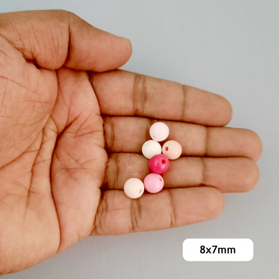 Acrylic Beads 8mm Round - Pink Assorted - 20gms / 70 Beads
