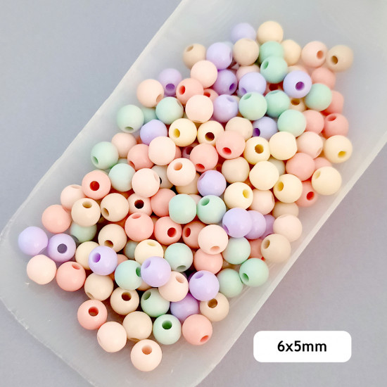 Acrylic Beads 6mm Round - Pastel Assorted - 20gms / 185 Beads