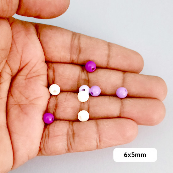 Acrylic Beads 6mm Round - Purple Assorted - 20gms / 185 Beads