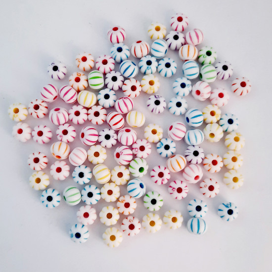 Acrylic Beads 7.5mm - Pumpkin Assorted - 20gms / 95 Beads