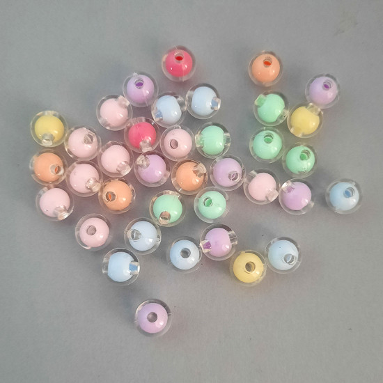 Acrylic Beads 10mm Round - Bead In Bead Assorted - 36 Beads
