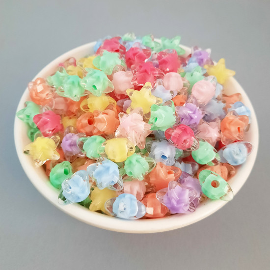 Acrylic Beads 16mm Star - Bead In Bead Assorted - 22 Beads