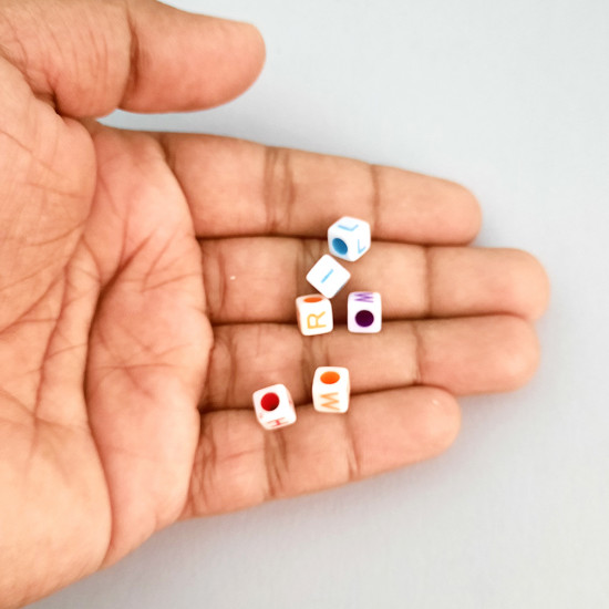 Acrylic Beads 6mm Alphabet Cube - Assorted - 130 Beads