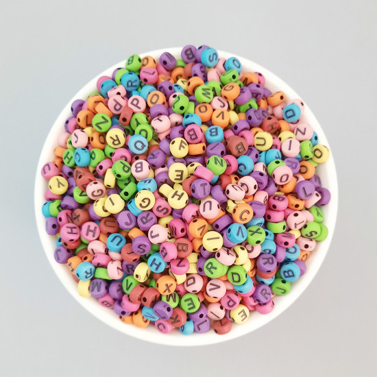 Acrylic Beads 7mm Alphabet Disc - Assorted - 140 Beads
