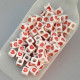 Acrylic Beads 7mm Cube Heart - White & Red - 75 Beads