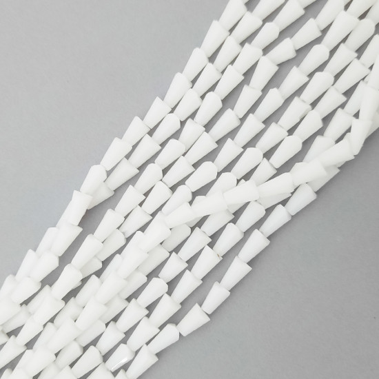Glass Beads 7mm Cone Faceted - White - 1 String / 50 Beads