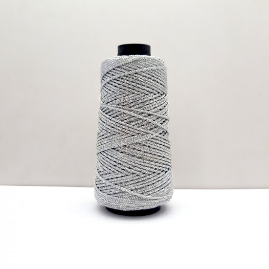 Crochet Thread Thick - Silver Zari - 1 Spool