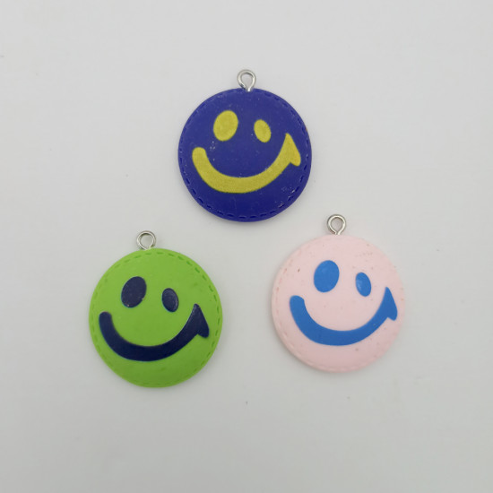 Pendant #37 - 25mm Smiley Assorted - Pack of 3