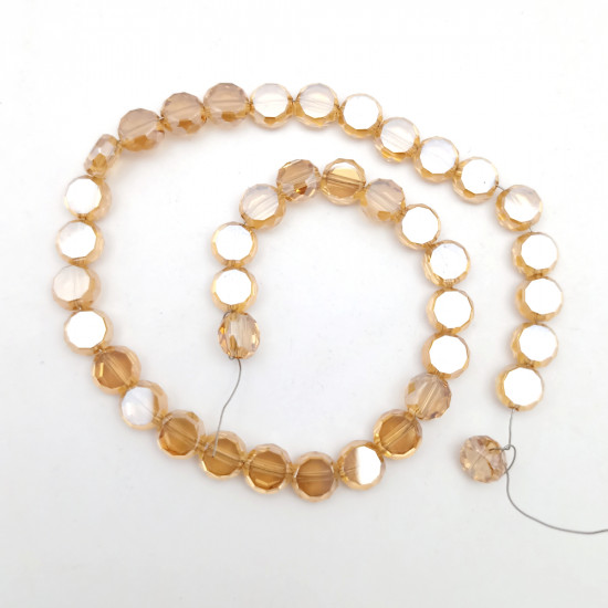 Glass Beads 8mm Disc Faceted - Champagne - 1 String / 38 Beads