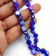 Glass Beads 8mm Disc Faceted - Royal Blue With Lustre - 1 String / 38 Beads