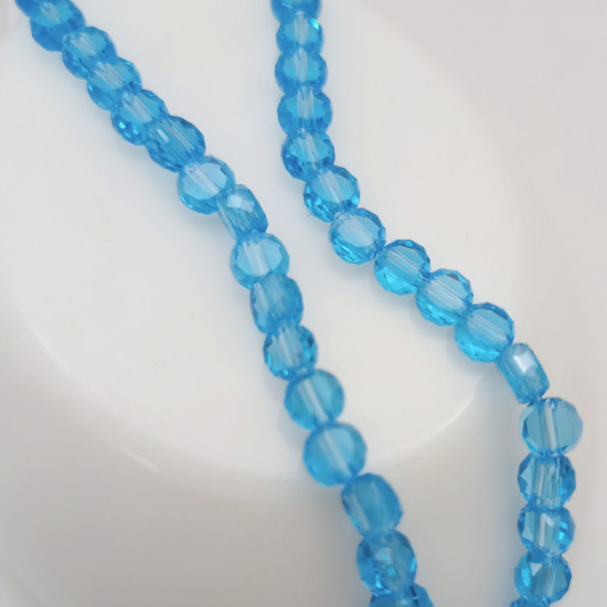 Glass Beads 6mm Disc Faceted - Sky Blue With Lustre - 1 String / 48 Beads