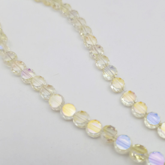 Glass Beads 6mm Disc Faceted - Pale Yellow With Lustre - 1 String / 48 Beads