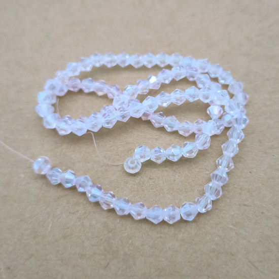 Glass Beads 4mm Bicone Faceted - Pale Pink - 1 String / 80 Beads