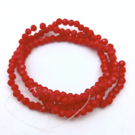 Glass Beads 3mm Round Faceted - Red - 1 String / 145 Beads