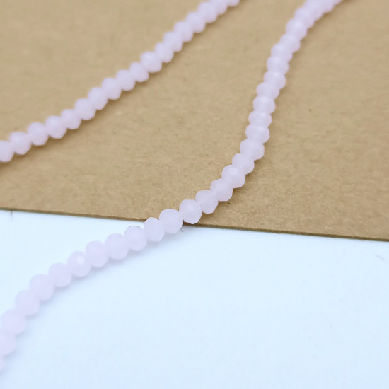 Glass Beads 3mm Round Faceted - Baby Pink - 1 String / 145 Beads