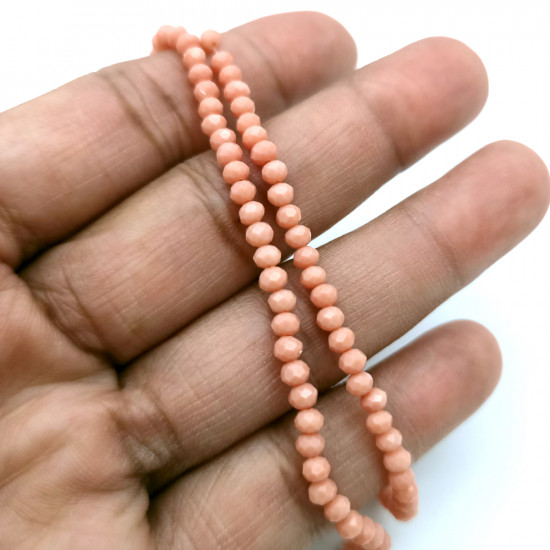 Glass Beads 3mm Round Faceted - Salmon - 1 String / 145 Beads