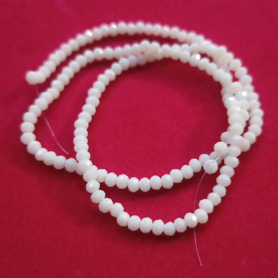 Glass Beads 3mm Round Faceted - White - 1 String / 145 Beads