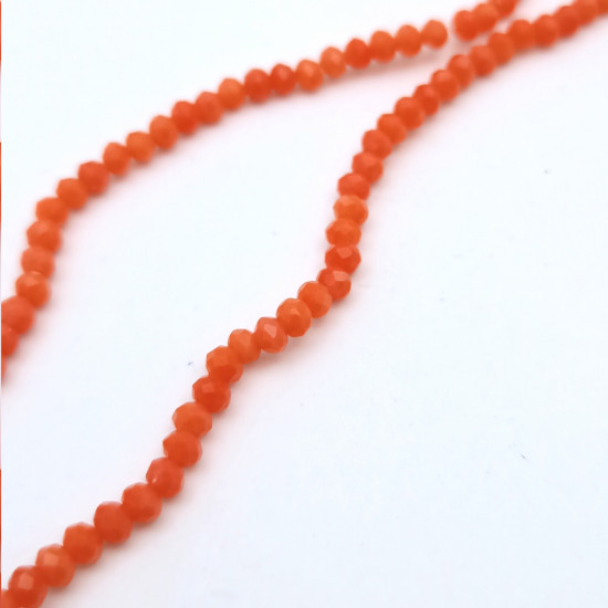 Glass Beads 3mm Round Faceted - Coral - 1 String / 145 Beads