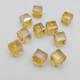 Glass Beads 11mm Cube Faceted - Amber & Lustre - 10 Beads