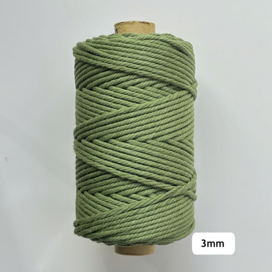 3mm Cotton Macrame Cords Twisted - Olive Green - 500gms