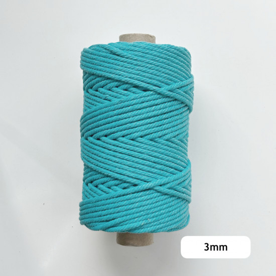 3mm Cotton Macrame Cords Twisted - Turquoise Blue - 450gms