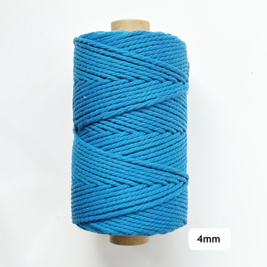 4mm Cotton Macrame Cords Twisted - Sapphire Blue - 400gms