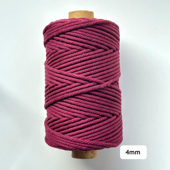 4mm Cotton Macrame Cords Twisted - Wine - 450gms