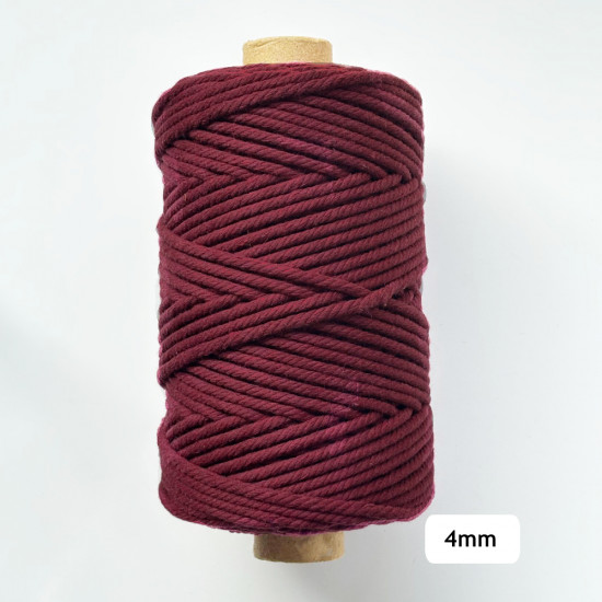 4mm Cotton Macrame Cords Twisted - Maroon - 500gms