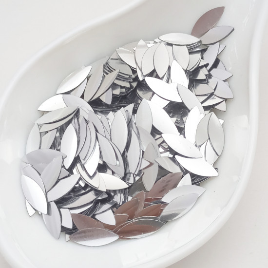 Sequins #80 - 15x5mm Marquis - Silver - 10gms Sequins #80 - 15x5mm Marquis - Silver - 10gms