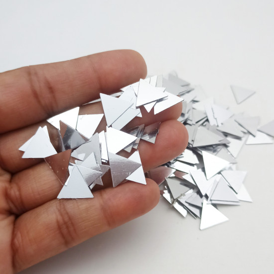 Sequins #81 - 12x10mm Triangle - Silver - 10gms Sequins #81 - 12x10mm Triangle - Silver - 10gms