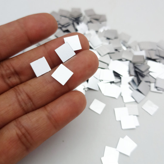 Sequins #82 - 8mm Square - Silver - 10gms Sequins #82 - 8mm Square - Silver - 10gms