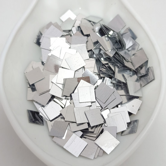 Sequins #82 - 8mm Square - Silver - 10gms Sequins #82 - 8mm Square - Silver - 10gms
