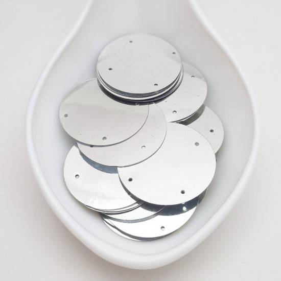 Sequins #83 - 32mm Round - Silver - 10gms