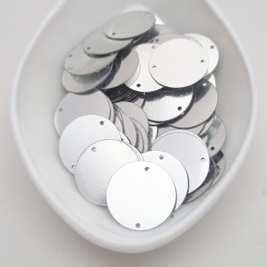 Sequins #85 - 20mm Round - Silver - 10gms