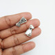 Connectors #127 - 18mm - 1/1 Rings - Flute & Peacock Silver - 5 Pcs