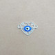 Connectors #128 - 22mm - 1/1 Rings - Heart With Evil Eye - Silver & Blue - 1 Pcs