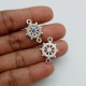Connectors #129 - 21mm - 1/1 Rings - Wheel With Evil Eye - Silver & Blue - 2 Pcs
