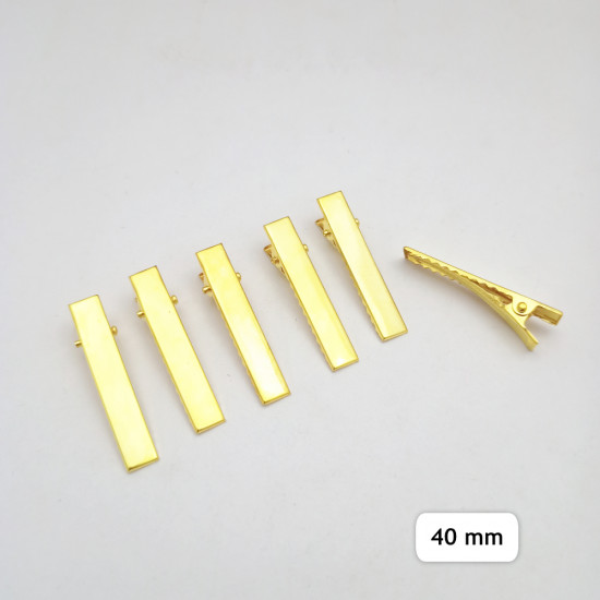 Alligator Hair Clips 40mm - Golden Finish - 6 Clips