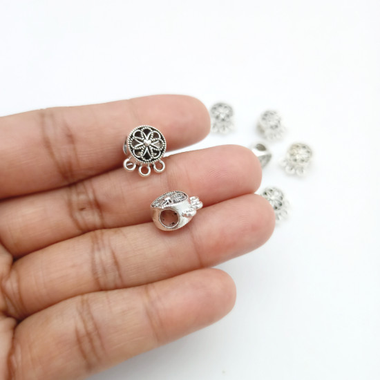 Metal Beads #23 - 12mm Round With Rings - Silver - 10 Beads