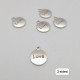 Metal Charms 17mm - Round With Love - Silver - 5 Charms
