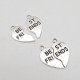 Metal Charms 24mm - Heart With Best Friends - Silver - 2 Sets