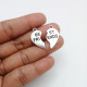 Metal Charms 24mm - Heart With Best Friends - Silver - 2 Sets