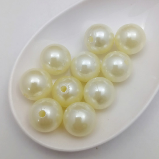 Acrylic Beads 16mm Pearl Finish - Ivory #3 - 10 Beads