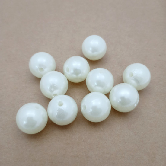 Acrylic Beads 16mm Pearl Finish - Ivory #3 - 10 Beads