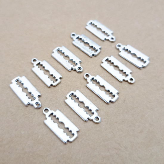 Metal Charms 16mm Razor Blade #1 - Silver - 10 Charms
