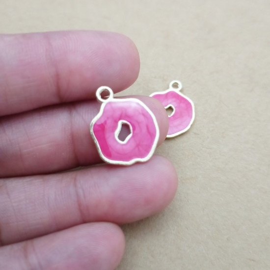 Resin Charms #6 - 19mm Geode 2 Sided - Red - 2 Charms