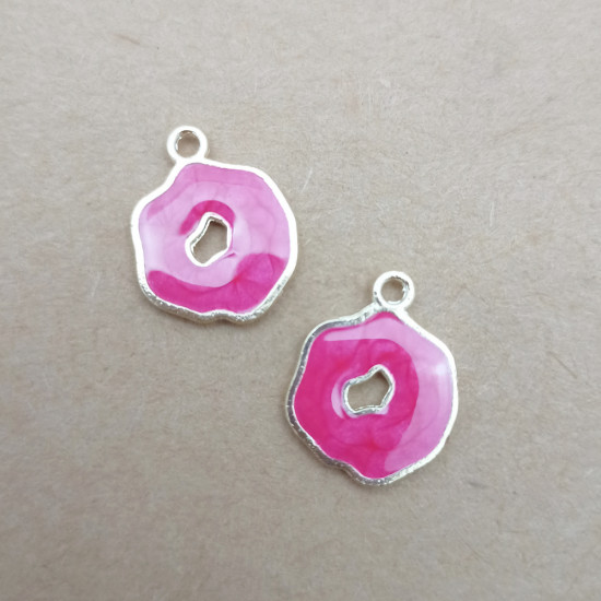 Resin Charms #6 - 19mm Geode 2 Sided - Red - 2 Charms