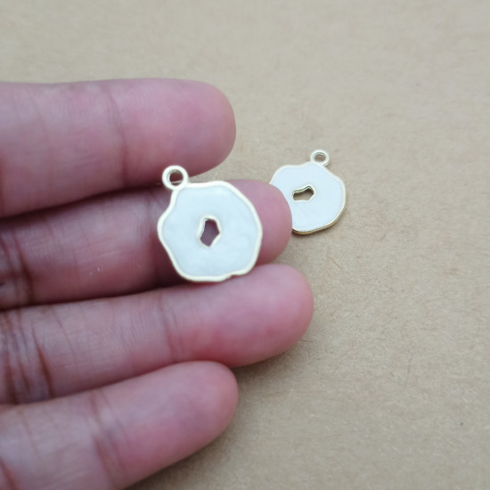 Resin Charms #7 - 19mm Geode 2 Sided - White - 2 Charms