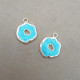Resin Charms #8 - 19mm Geode 2 Sided - Blue - 2 Charms